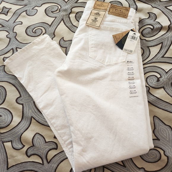 Sold!! POLO RALPH LAUREN VARICK SLIM STRAIGHT FIT MEN'S JEANS WHITE 33X32 NWT! - Picture 3 of 12